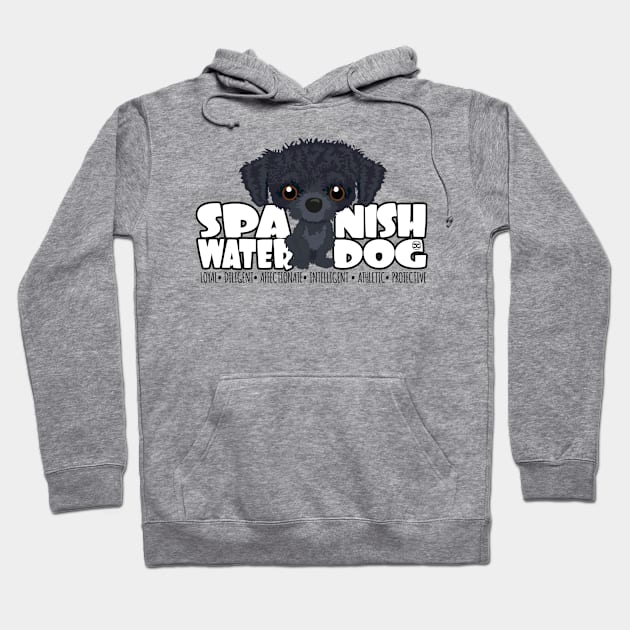 Spanish Water Dog (Black) - DGBigHead Hoodie by DoggyGraphics